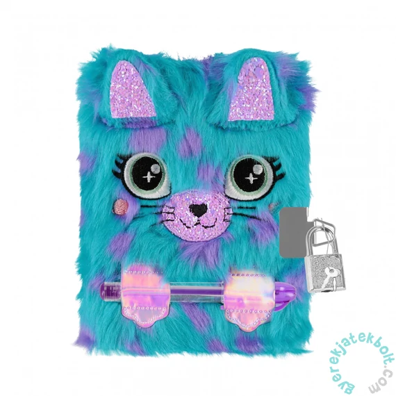 Cicás szőrmés kulcsos napló - A6/60 lap - flitterekkel (564706)