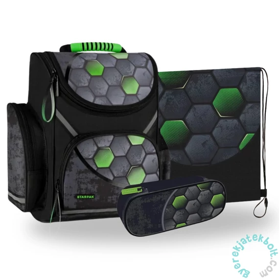 Starpak - Focis ergonomikus iskolatáska ovális tolltartóval - Black Football (527145-1-szett)