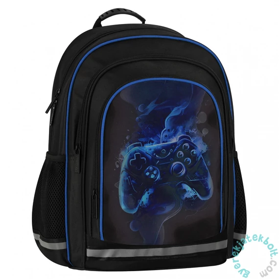 Gamer iskolatáska, hátizsák - 3 rekeszes - fekete (550882)