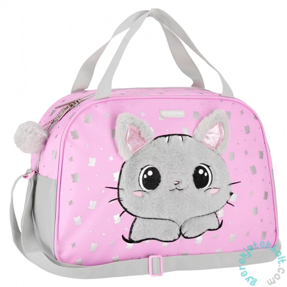 Kitty Plus cicás kézitáska, sporttáska - szürke, pink (550872)