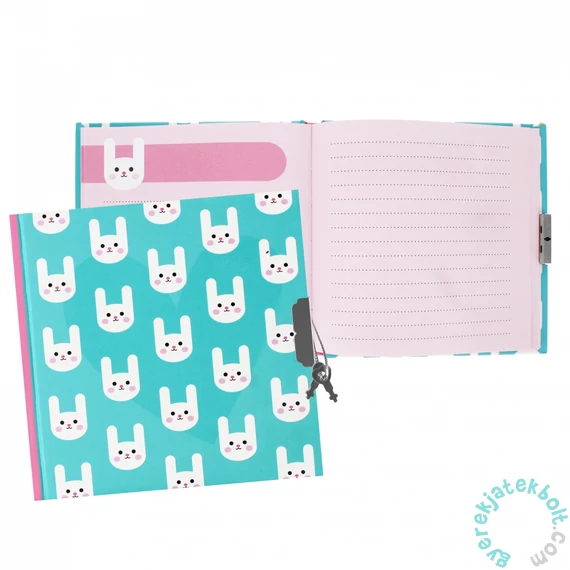 Nyuszis kulcsos napló 14 x 14 cm