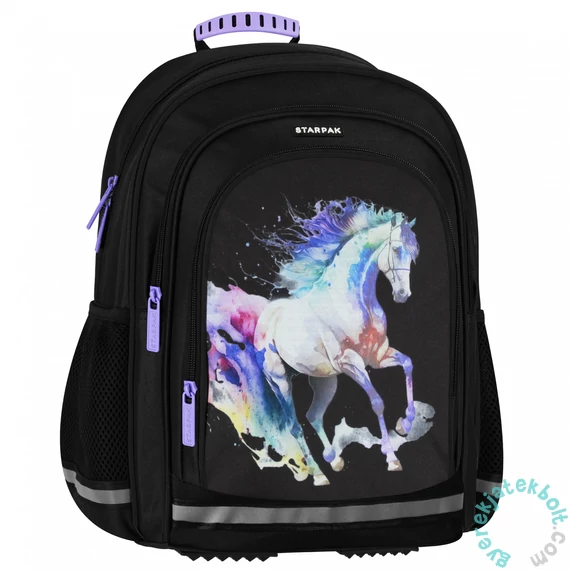 Lovas iskolatáska, hátizsák - 3 rekeszes - fekete (550876)