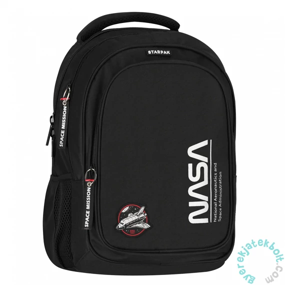 NASA iskolatáska, hátizsák - 3 rekeszes - fekete (550883)