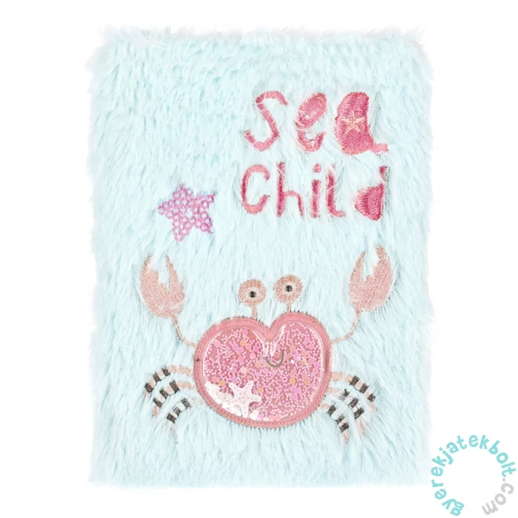 Rák mintás plüss napló csillámokkal - A5