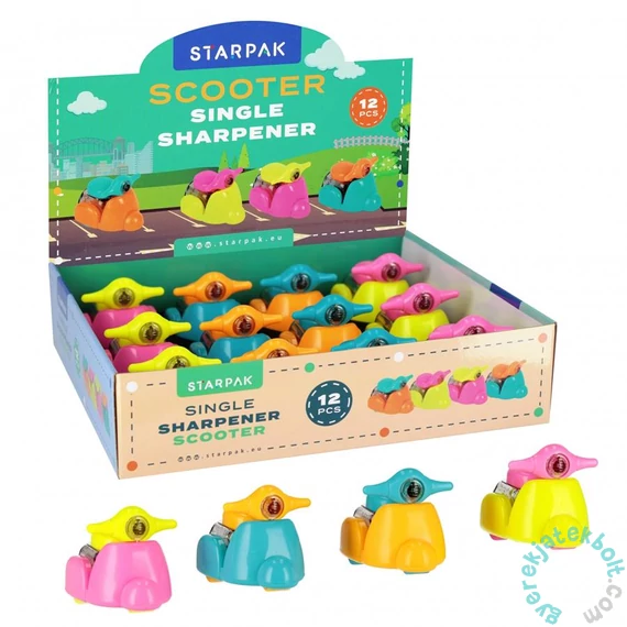 Robogós műanyag tartályos hegyező - többféle (540809)