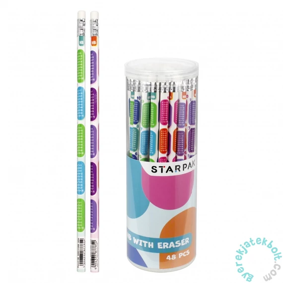 Színes HB grafit ceruza radírral, szorzótábla mintával