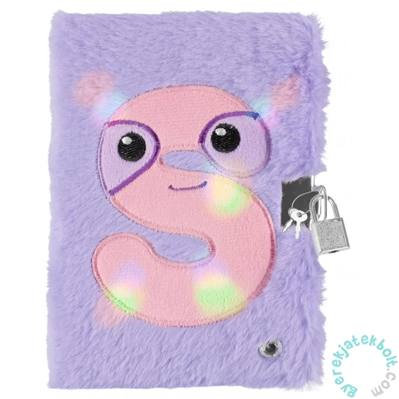 Szőrmés kulcsos napló - Lila, S betűvel (526052)