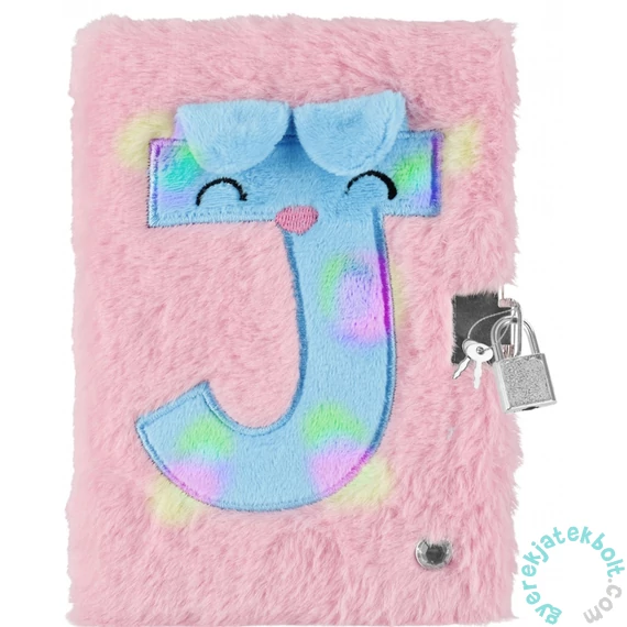 Szőrmés kulcsos napló - Rózsaszín, J betűvel (526050)