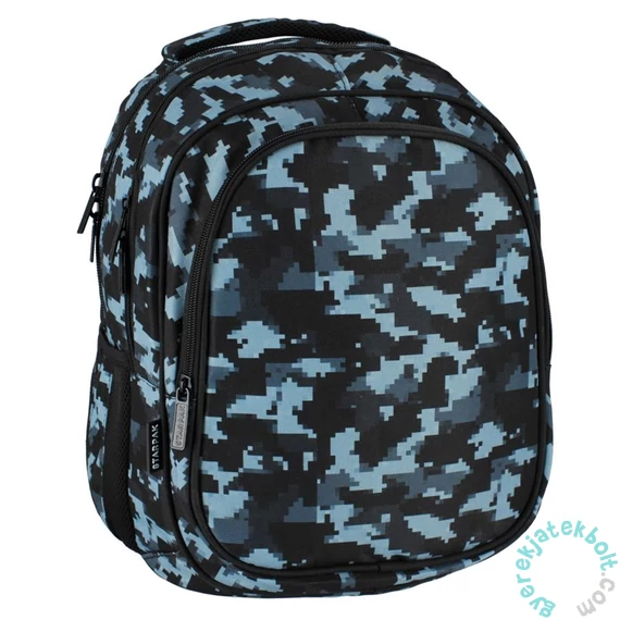 Terepmintás 2 rekeszes iskolatáska, hátizsák - Moro Black (506132)
