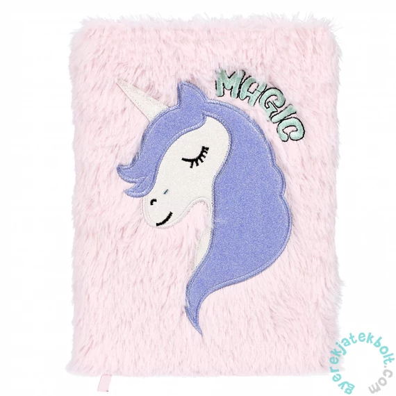 Unikornis plüss napló - A5 - pasztell pink