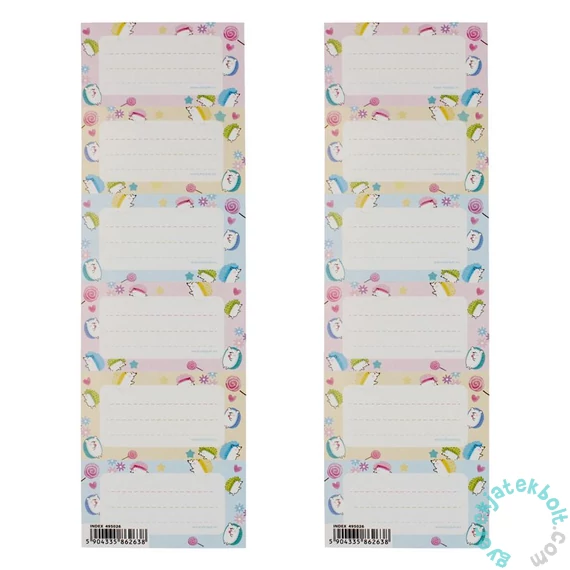 Süni 6 db-os füzetcímke - Pasztell