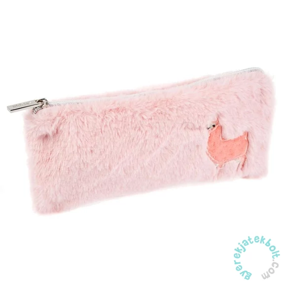 Szögletes plüss tolltartó - Láma, pink