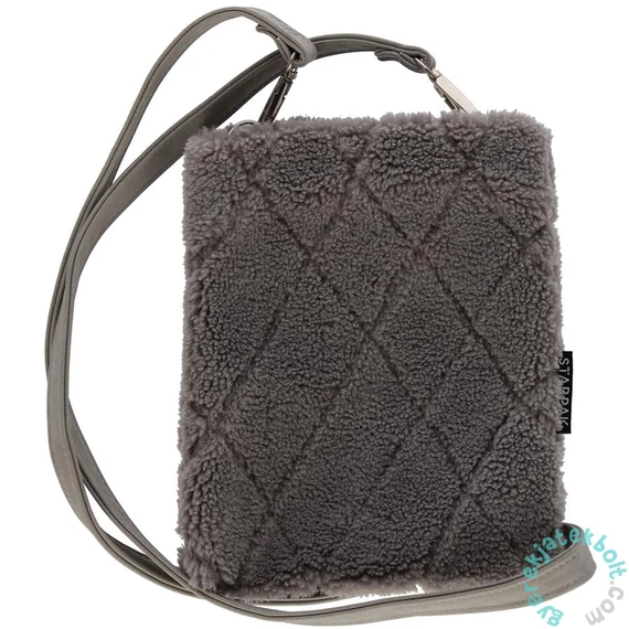 Szürke plüss válltáska öko bőrszíjjal (482195)