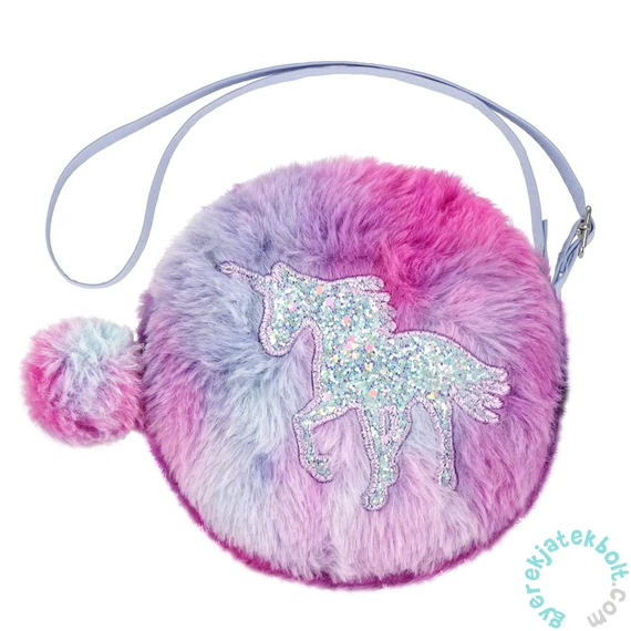 Unikornis szőrmés kör alakú válltáska - Ombre