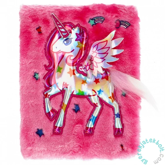 Unikornisos szőrmés napló - 15 x 21 cm