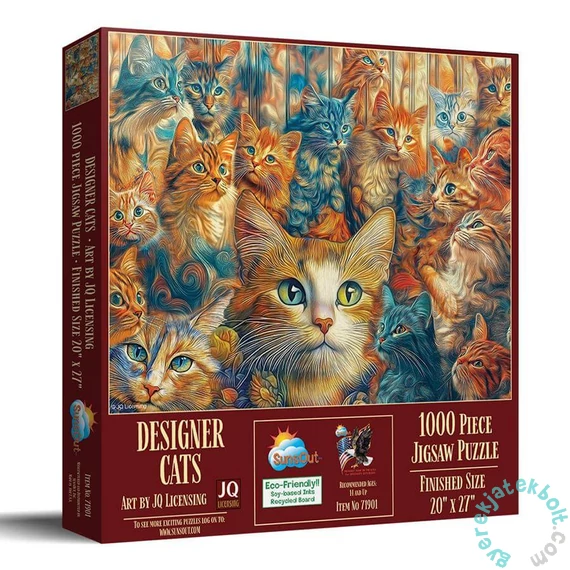 SunsOut 1000 db-os puzzle - Designer Cats (71901)