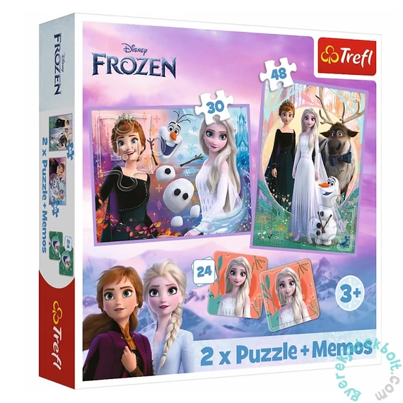 Trefl 2 az 1-ben puzzle és memóriajáték - Jégvarázs 2 - Hercegnők a földjükön (93335) 