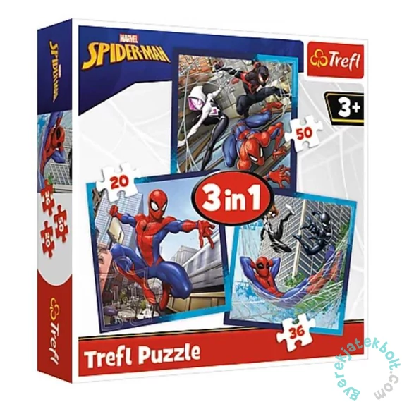 Trefl 3 az 1-ben puzzle (20,36,50 db-os) - Disney - Marvel - Pókember (34874)