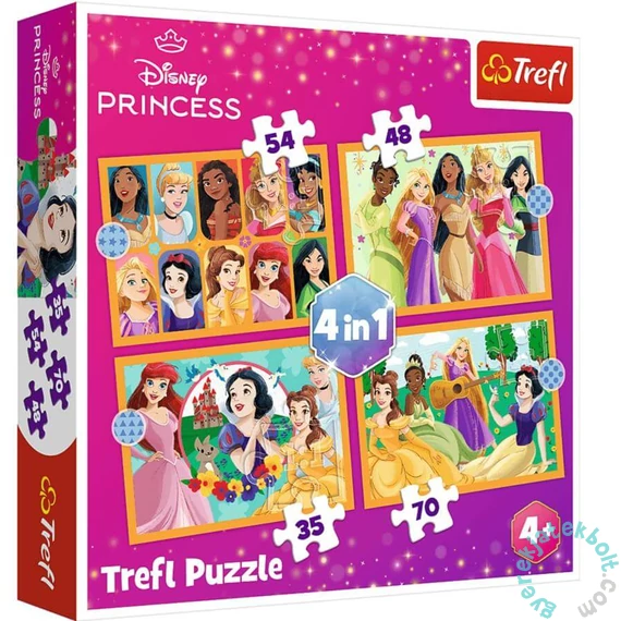 Trefl 4 az 1-ben puzzle (35,48,54,70 db-os) - Disney Princess - Fairy Tales Stories (34651)