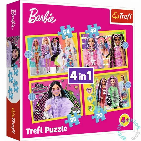 Trefl 4 az 1-ben puzzle (35,48,54,70 db-os) - Disney Princess - Barbie (34626)