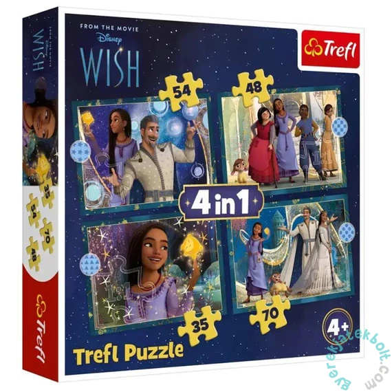 Trefl 4 az 1-ben puzzle (35,48,54,70 db-os) - Disney Wish - Dreams come true (34649)