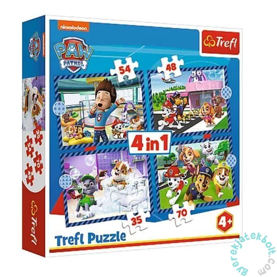 Trefl 4 az 1-ben puzzle (35,48,54,70 db-os) - Mancs őrjárat - Doggy things (34650)