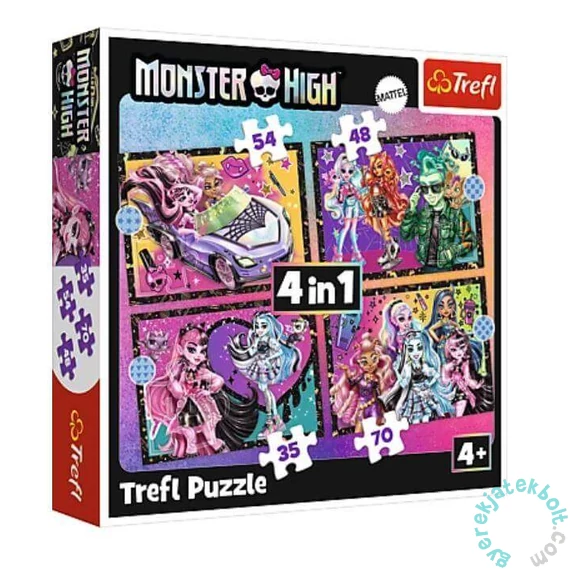 Trefl 4 az 1-ben puzzle (35,48,54,70 db-os) - Monster High - An electrifying day (34655)