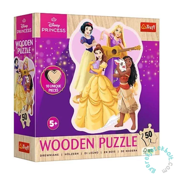 Trefl 50 db-os Wooden Contour Fa Puzzle - Disney Princess - Lovely Princess (20257)