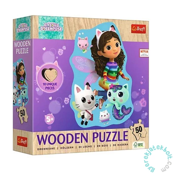 Trefl 50 db-os Wooden Contour Fa Puzzle - Gabi babaháza - Happy Gabby (20260)
