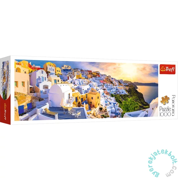 Trefl 1000 db-os Panoráma puzzle - Görögország, Santorini a nyárban (29054)
