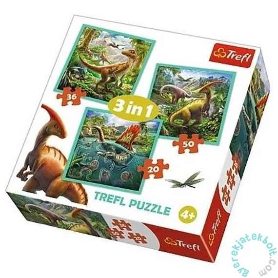 Trefl 3 az 1-ben puzzle (20,36,50 db-os) - Dinoszauruszok (34837)
