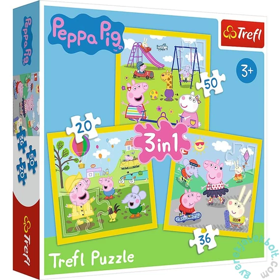 Trefl 3 az 1-ben puzzle (20,36,50 db-os) - Peppa malac - Játékidő (34849)