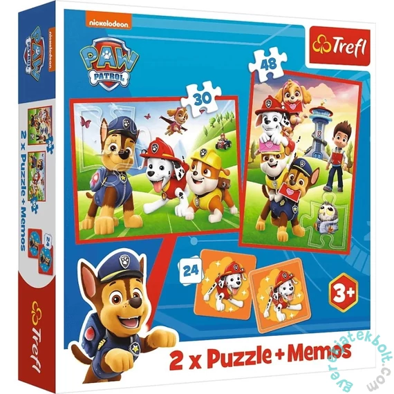 Trefl 2 az 1-ben puzzle és memóriajáték - Mancs őrjárat (93337)