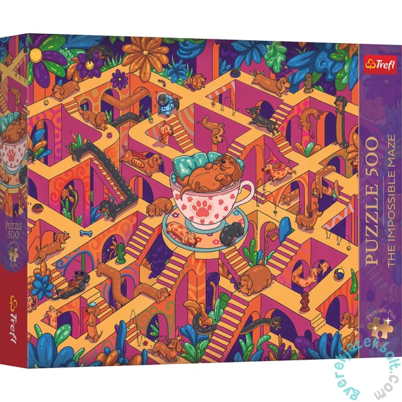 Trefl 500 db-os Premium Plus puzzle - The Impossible Maze - Happy Dachshunds (37630)