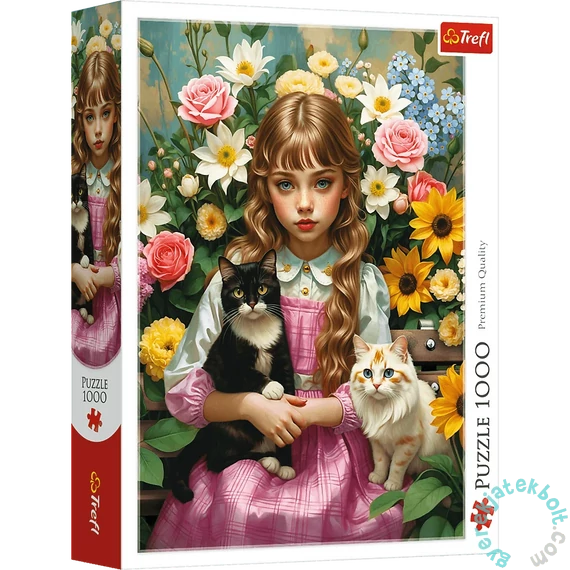 Trefl 1000 db-os puzzle - Lány macskákkal (10976)