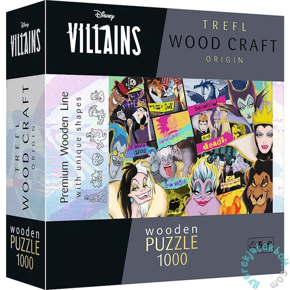Trefl 1000 db-os Wood Craft Prémium Fa Puzzle - Disney Gonoszai (20167)