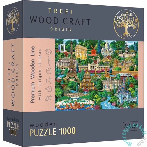 Trefl 1000 db-os Wood Craft Prémium Fa Puzzle - Franciaország nevezetességei (20150)