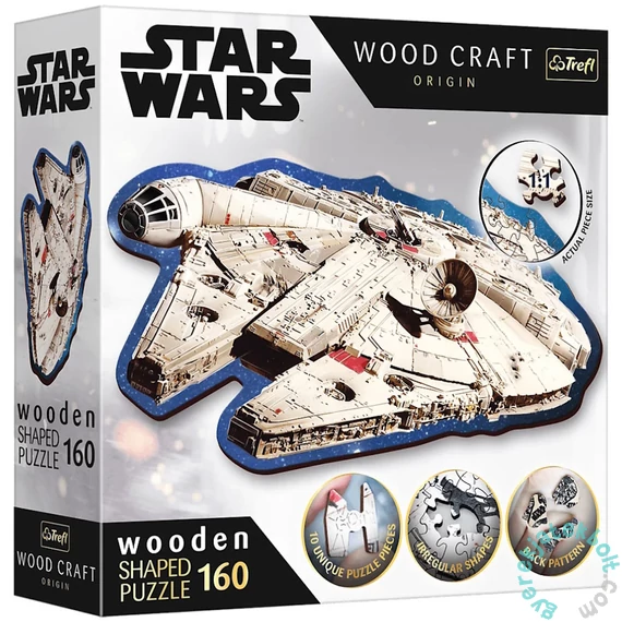 Trefl 160 db-os Wood Craft Shaped Prémium Fa Puzzle - Star Wars - Millennium Falcon (20189)