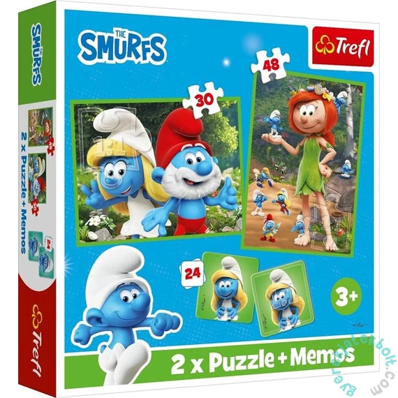 Trefl 2 az 1-ben puzzle és memóriajáték - Hupikék törpikék (93656)