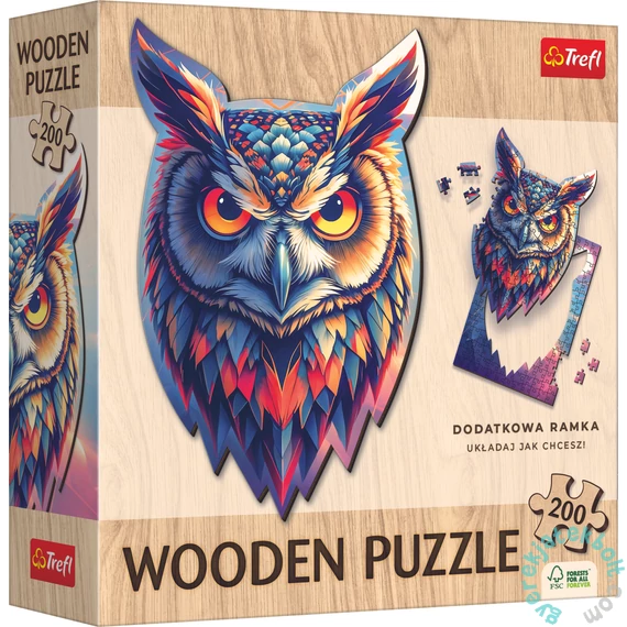Trefl 200 db-os Wooden Contour Fa Puzzle - Bagoly (94159)