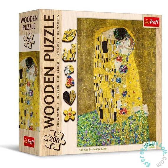 Trefl 200 db-os Wooden Contour Fa Puzzle - Gustave Klimt - The Kiss (20247)