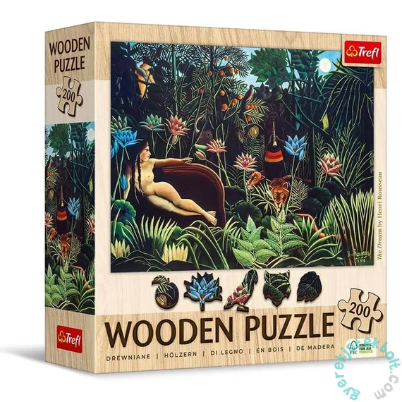 Trefl 200 db-os Wooden Contour Fa Puzzle - Henri Rousseau - Az Álom (20253)
