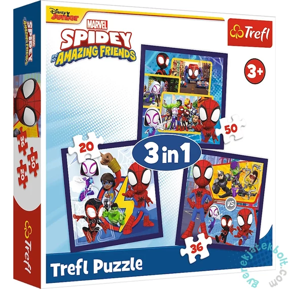 Trefl 3 az 1-ben puzzle (20,36,50 db-os) - Spidey és barátai (34892)