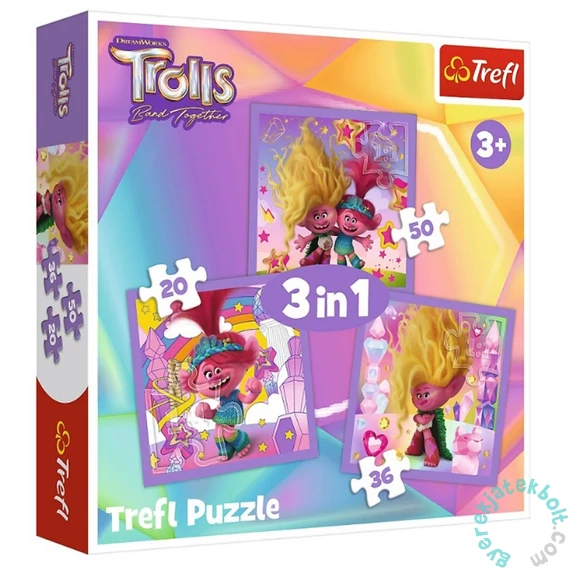 Trefl 3 az 1-ben puzzle (20,36,50 db-os) - Trollok (34870)