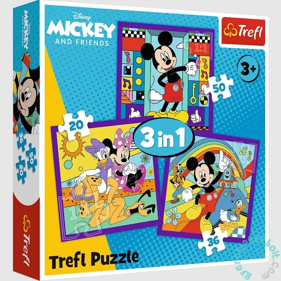 Trefl 3 az 1-ben puzzle (20,36,50 db-os) - Mickey egér és barátai (34894)