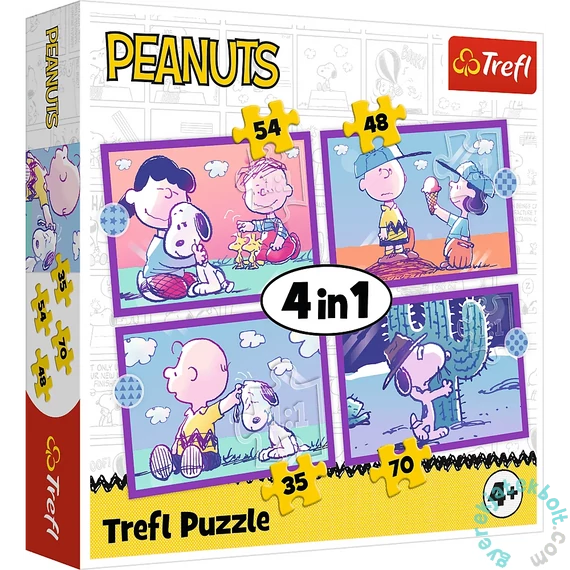 Trefl 4 az 1-ben puzzle (35,48,54,70 db-os) - Penauts - Snoopyval (34691)