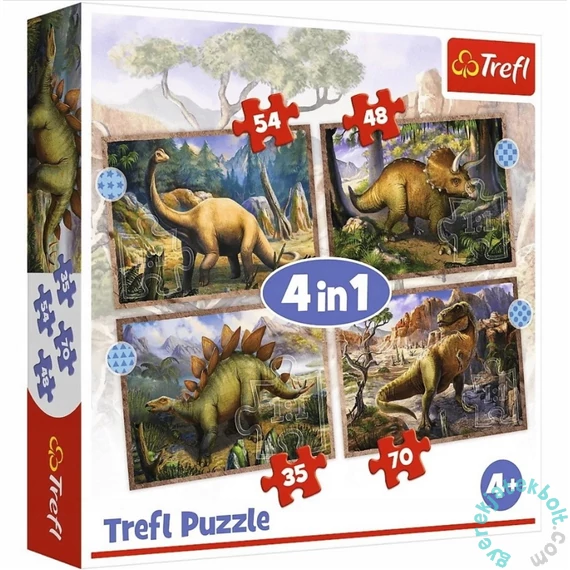 Trefl 4 az 1-ben puzzle (35,48,54,70 db-os) - Dinoszauruszok (34383)