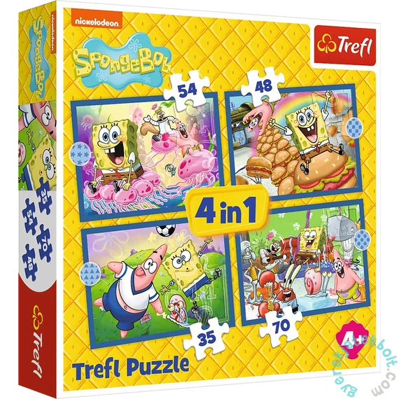 Trefl 4 az 1-ben puzzle (35,48,54,70 db-os) - Spongyabob (34674)