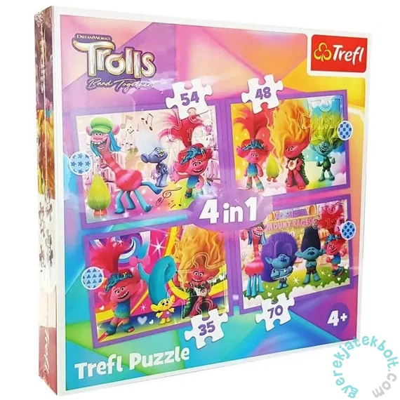 Trefl 4 az 1-ben puzzle (35,48,54,70 db-os) - Trollok (34622)