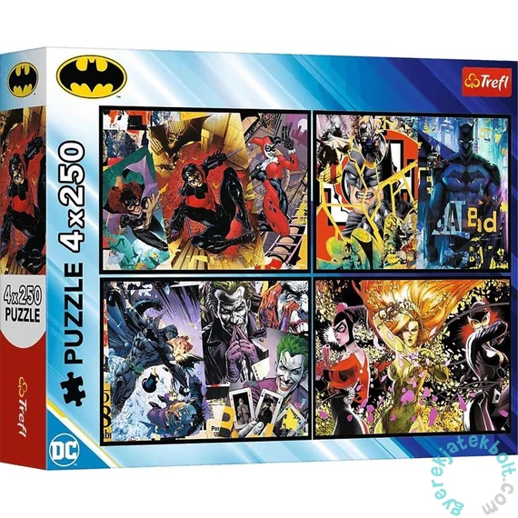 Trefl 4 x 250 db-os puzzle - Batman akcióban (13310)